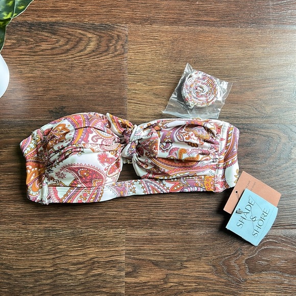 NWT Shade & Shore Paisley Print Bandeau Bikini Top XS | Bandeau Bikini Top | - Picture 2 of 11